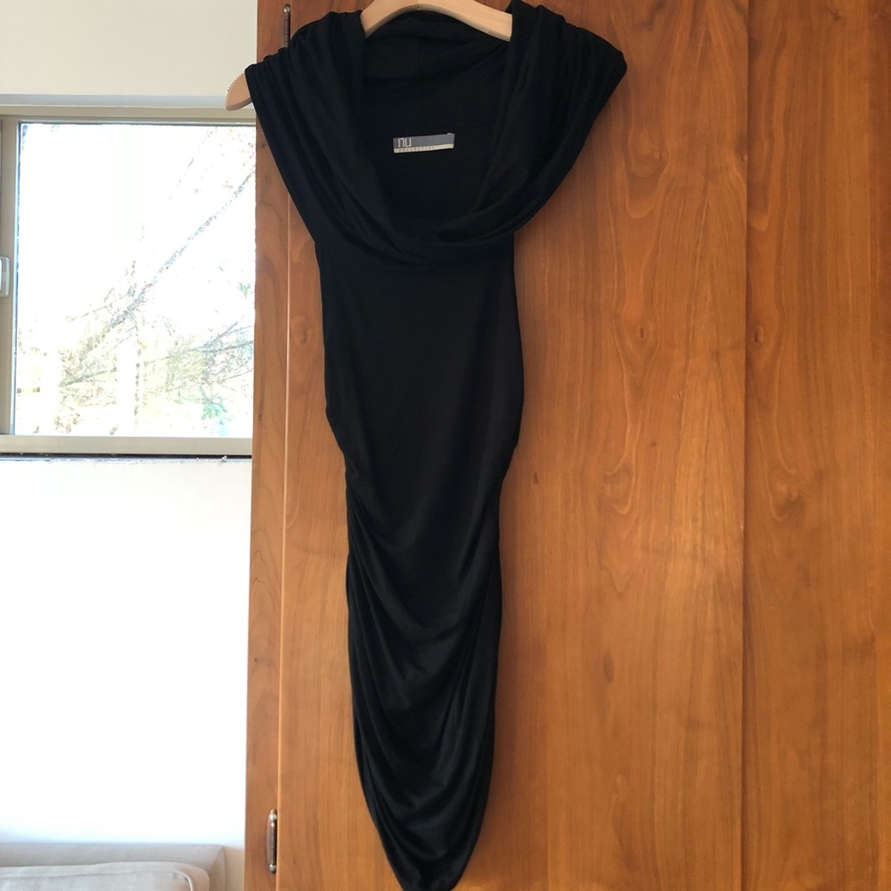 NU Collective bodycon Dress with gold over neck